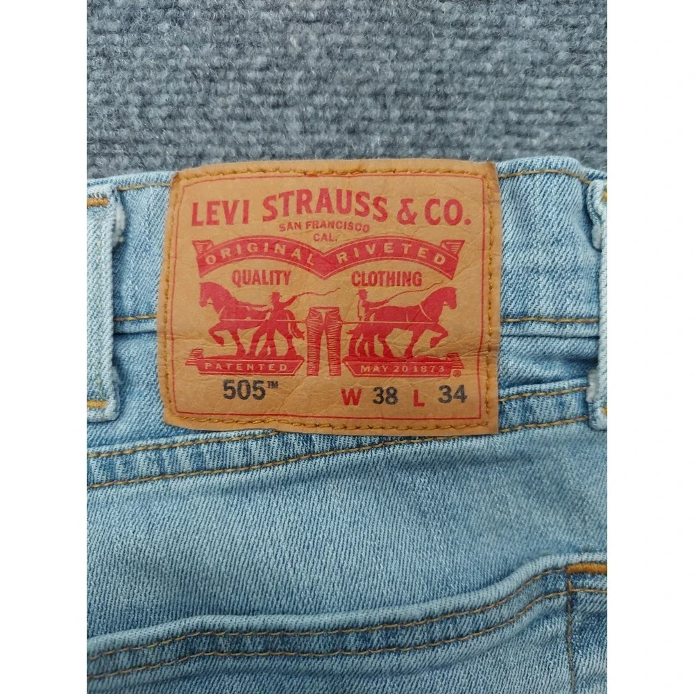Lot 2 LEVIS 505 Jeans Men 38x34 Dark & Light Wash Regular Fit Straight Leg Denim